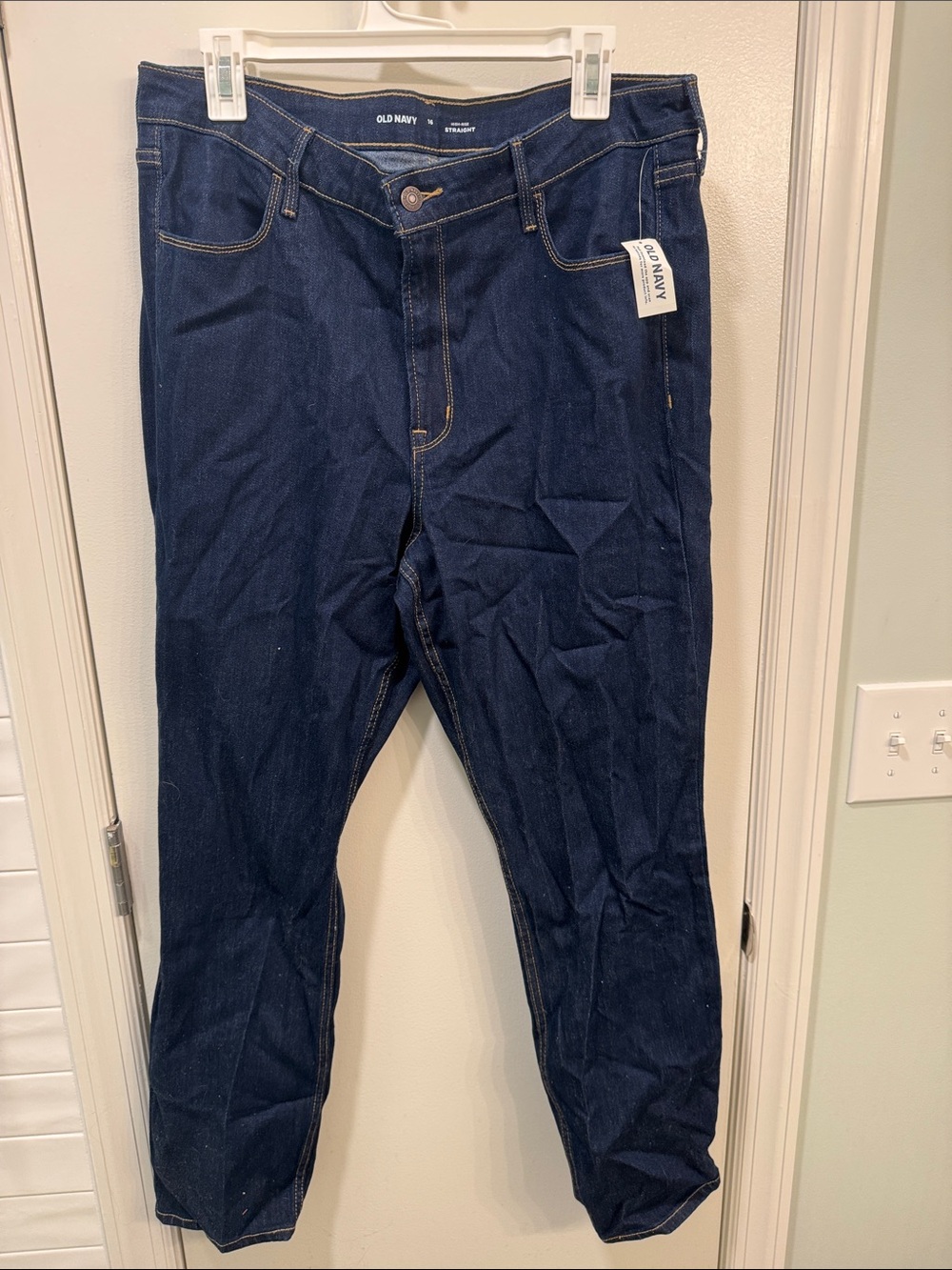 Old Navy Women's Dark Blue High-Rise Straight-Leg Jeans